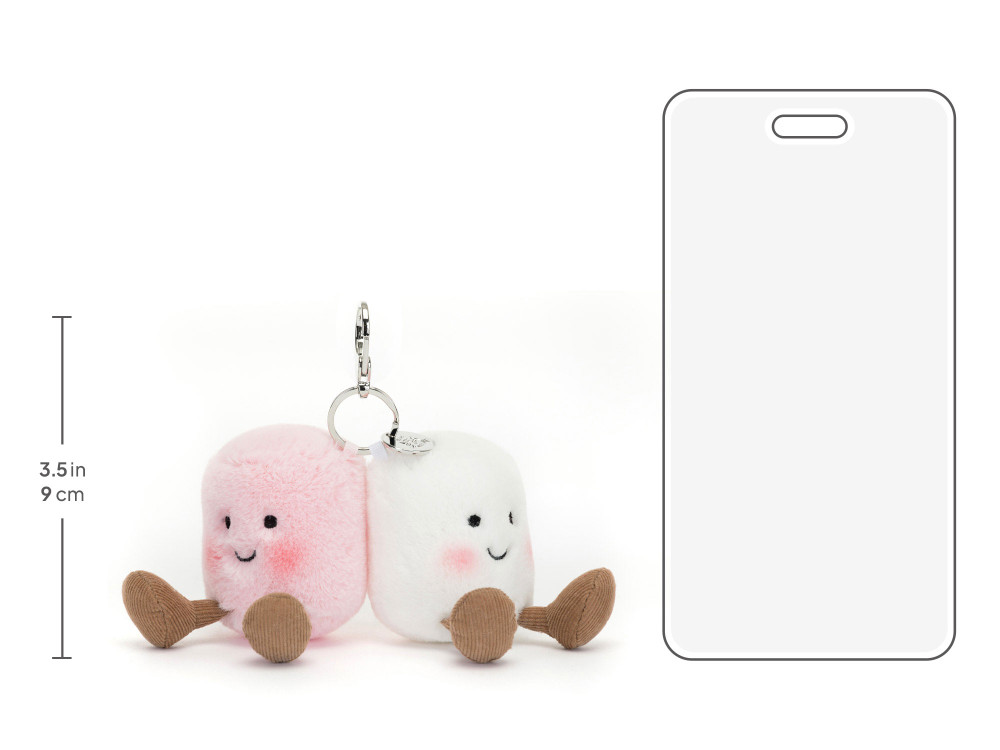 Amuseables Pair of Marshmallows Bag Charm, size chart