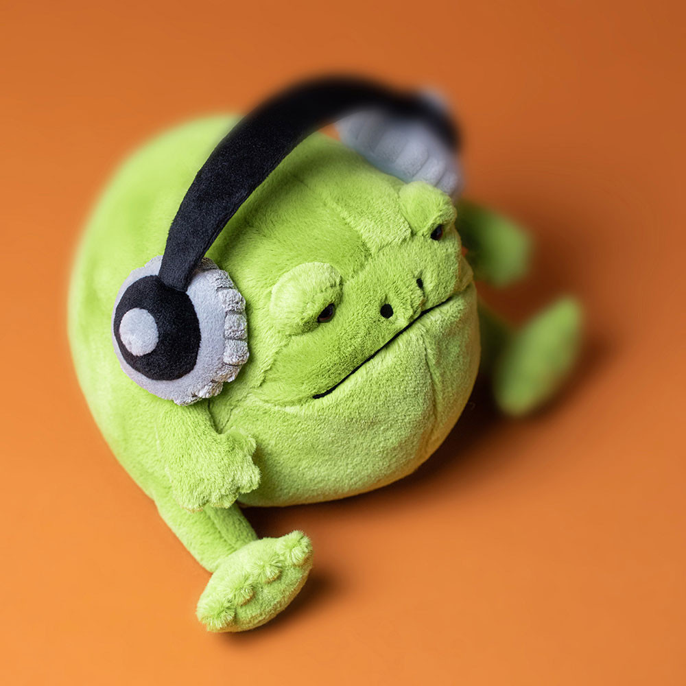 ぬいぐるみ  Ricky Rain Frog with Headphone Ricky Rain Frog Headphones - Official Jellycat