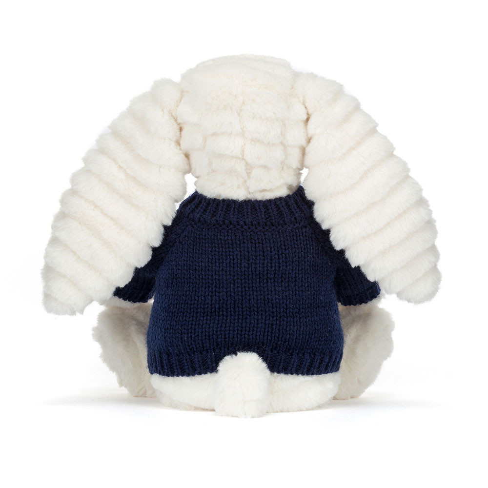 Bashful Luxe Bunny Nimbus With Personalised Navy Jumper, View 4