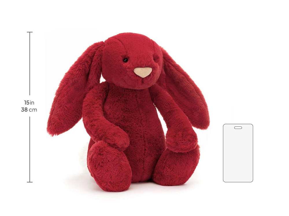 Bashful Luxe Bunny Scarlett Huge, size chart