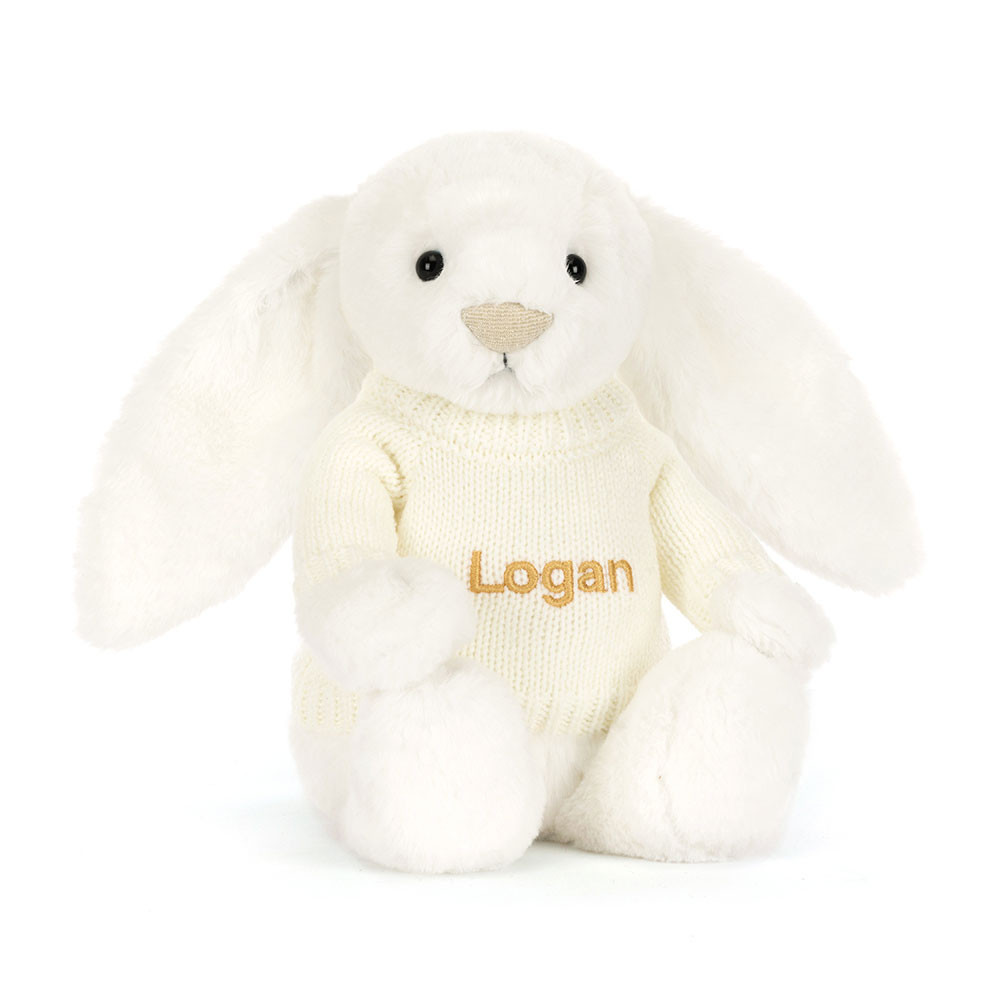 Bashful Luxe Bunny Luna with Personalised Cream Jumper - Official