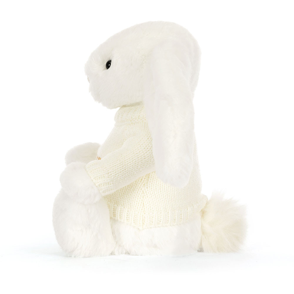 Bashful Luxe Bunny Luna with Personalised Cream Jumper - Official