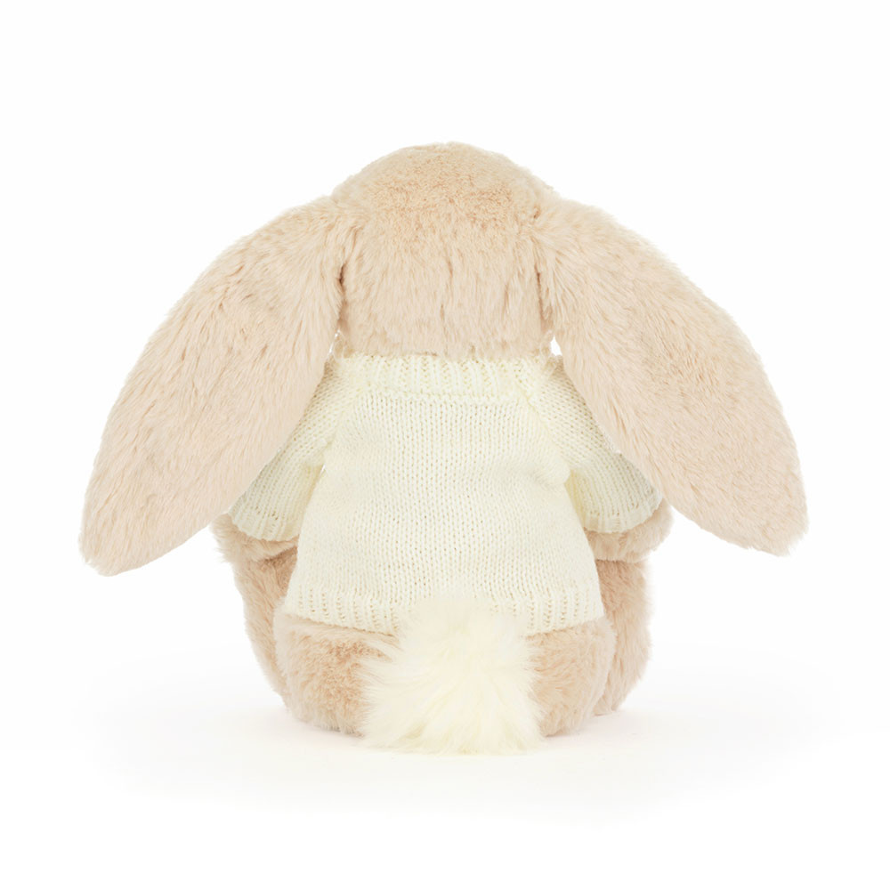 Bashful Luxe Bunny Willow with Personalised Cream Jumper, View 4
