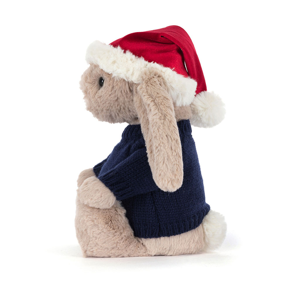 Bashful Christmas Bunny with Personalised Navy Jumper, View 3