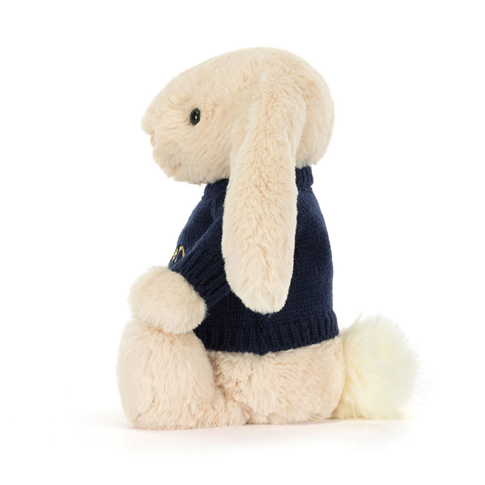 Bashful Luxe Bunny Willow with Personalised Navy Jumper - Official