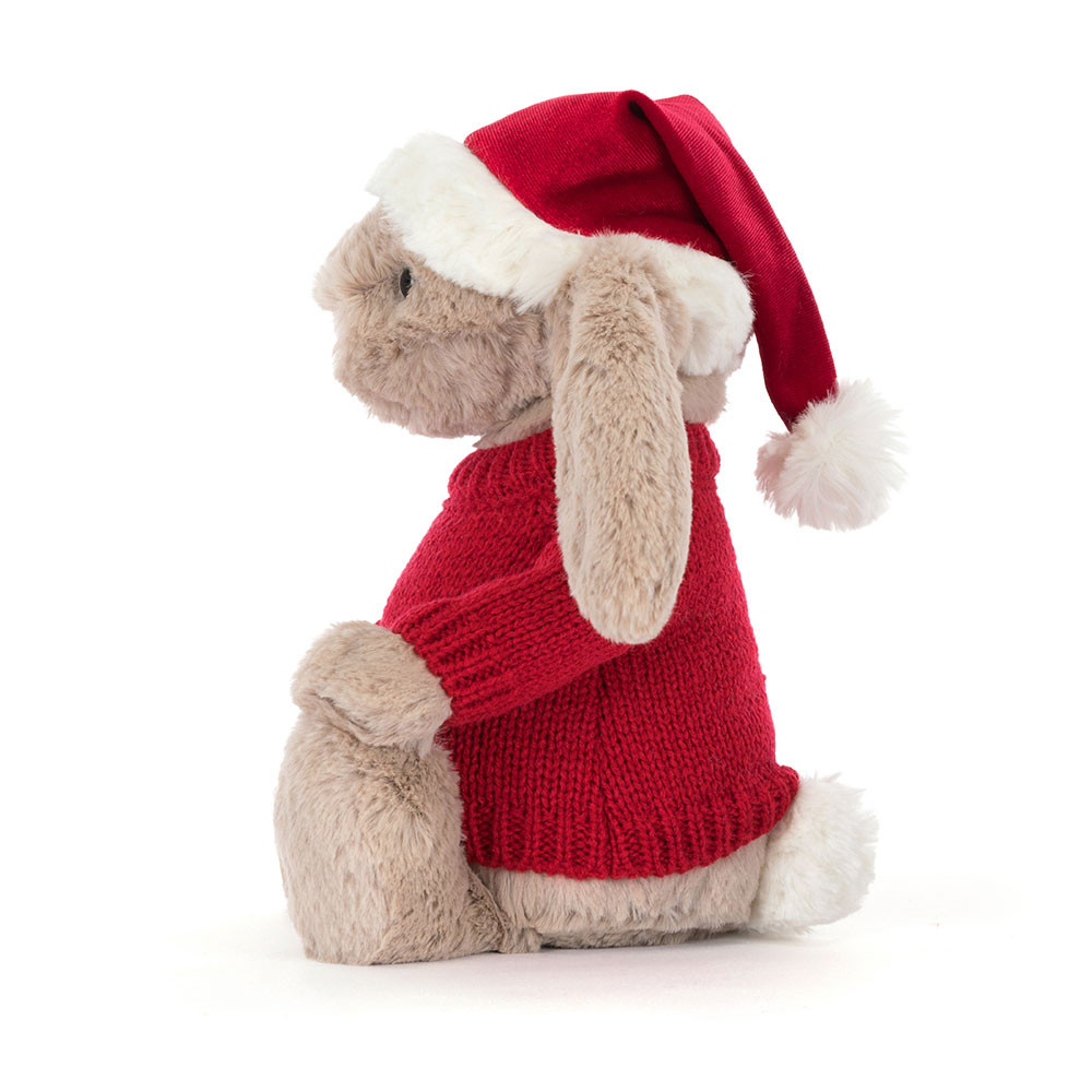 Bashful Christmas Bunny with Personalised Red Jumper, View 3