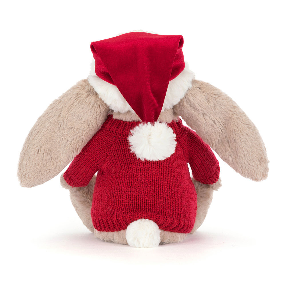 Bashful Christmas Bunny with Personalised Red Jumper, View 4