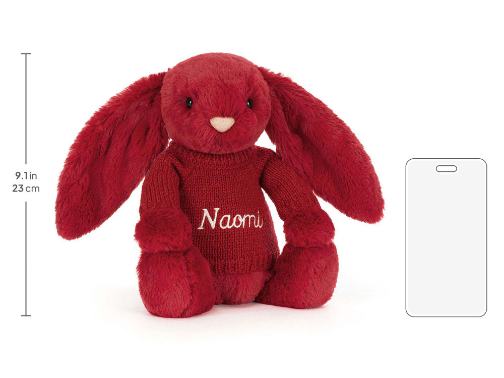 Bashful Luxe Bunny Scarlett with Personalised Red Jumper