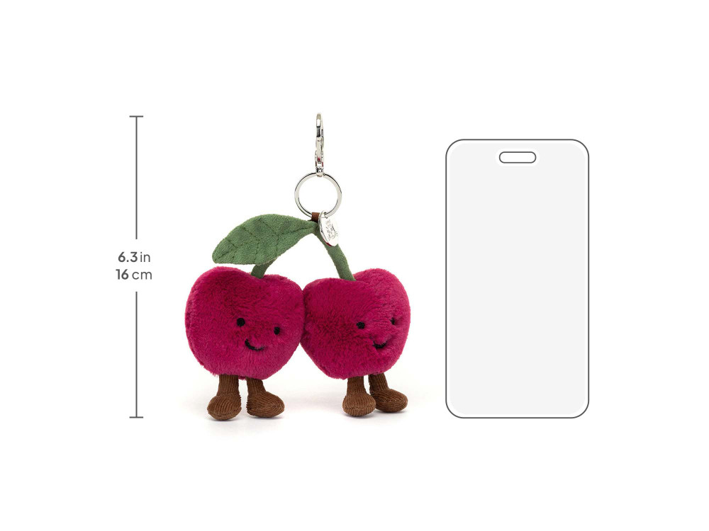 Amuseables Cherries Bag Charm, size chart