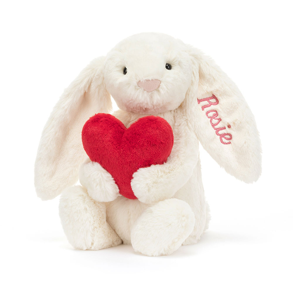Personalised Bashful Red Love Heart Bunny Medium, Main View