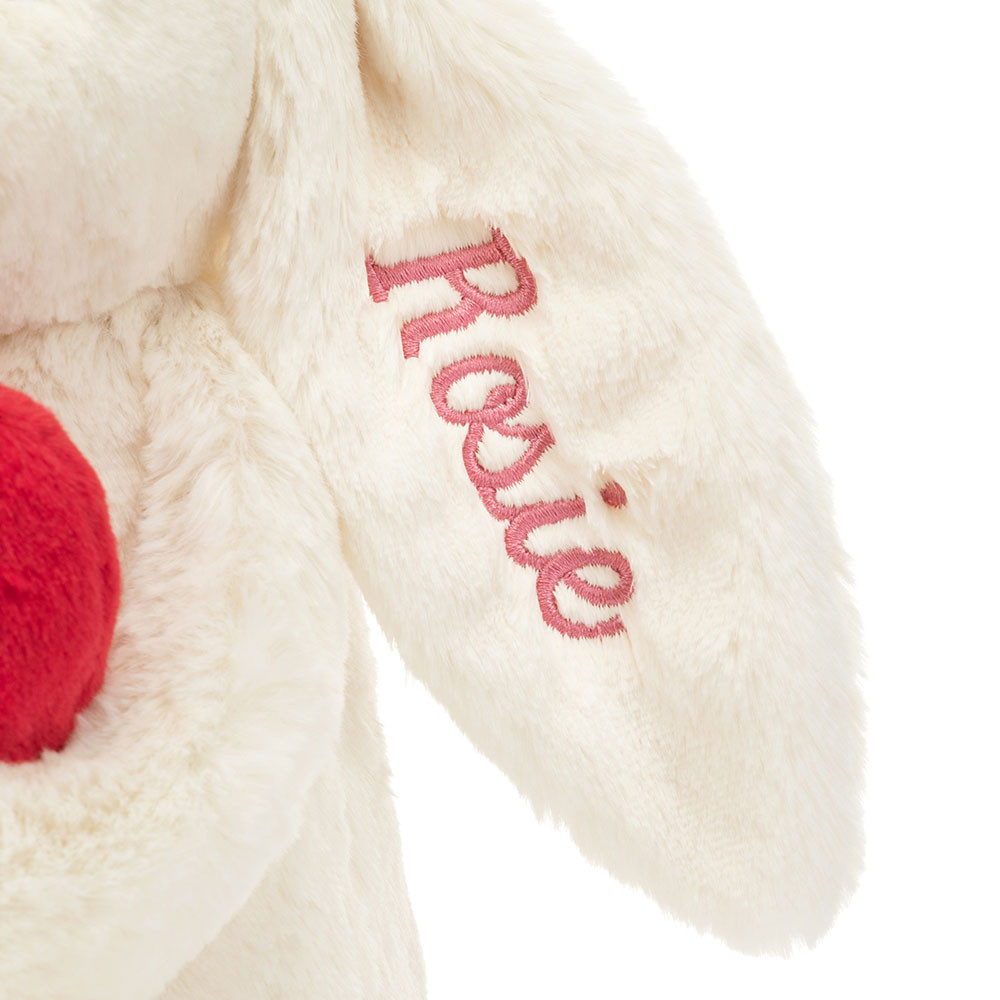 Personalised Bashful Red Love Heart Bunny Medium - Official Jellycat