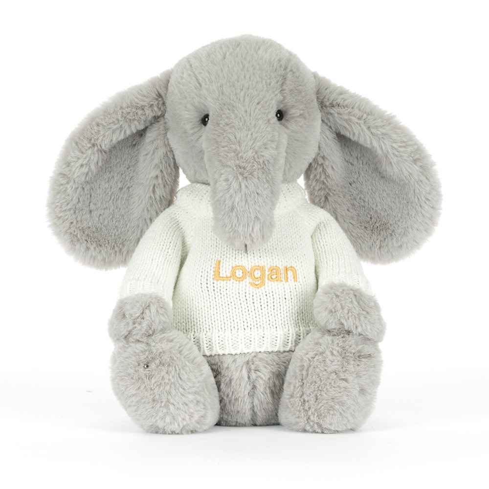ぬいぐるみ  Original Bashful Luxe Elephant Bashful Luxe Elephant Thuddeus with Personalised Cream Jumper