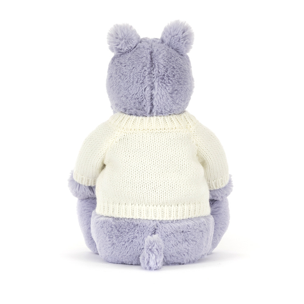 Bashful Hippo with Personalised Cream Jumper, View 3