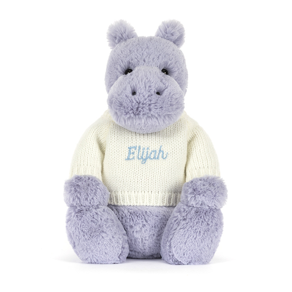 Bashful Hippo with Personalised Cream Jumper, View 4
