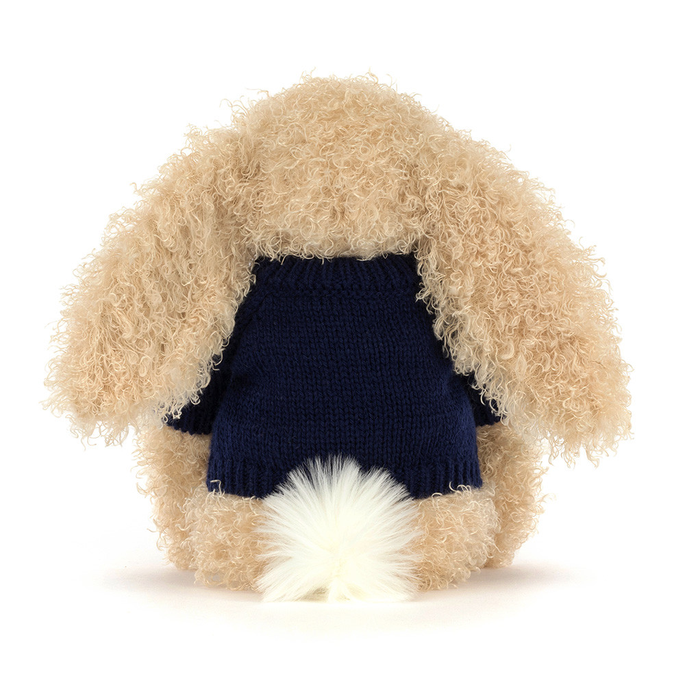 Bashful Bunny Curly with Personalised Navy Jumper, View 3