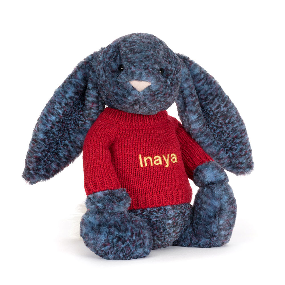 Hopscone Luxe Bunny with Personalised Red Jumper, Main View