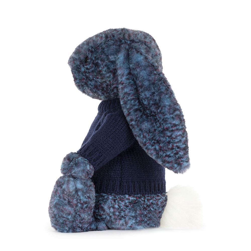 Hopscone Luxe Bunny with Personalised Navy Jumper - Official Jellycat