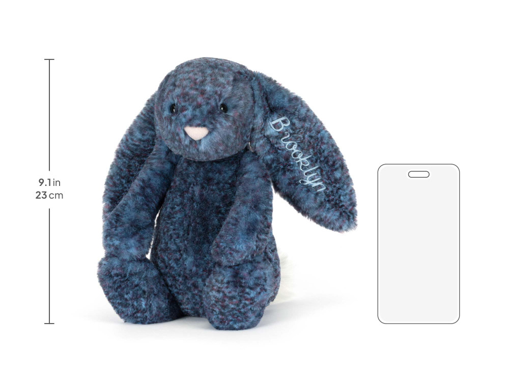 Personalized Bashful Hopscone Luxe Bunny, size chart