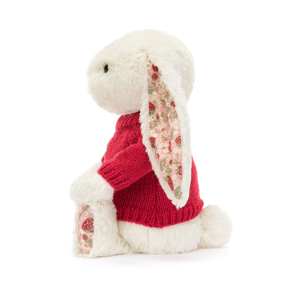 Blossom Cream Bunny 'Berry' with Personalised Red Jumper, View 2
