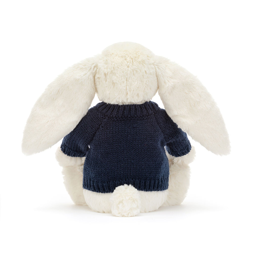 Blossom Cream Bunny 'Berry' with Personalised Navy Jumper, View 3