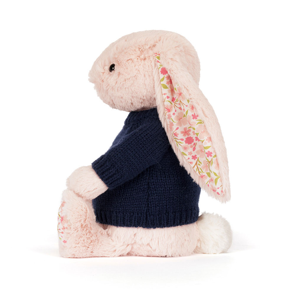 Blossom Blush Bunny 'Cherry' with Personalised Navy Jumper, View 2
