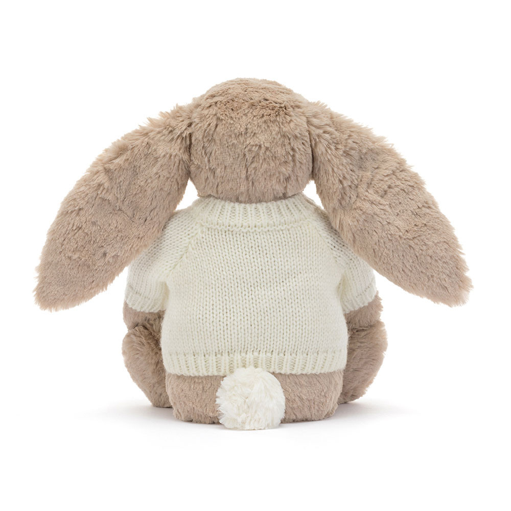 Blossom Beige Bunny 'Petal' with Personalised Cream Jumper, View 3