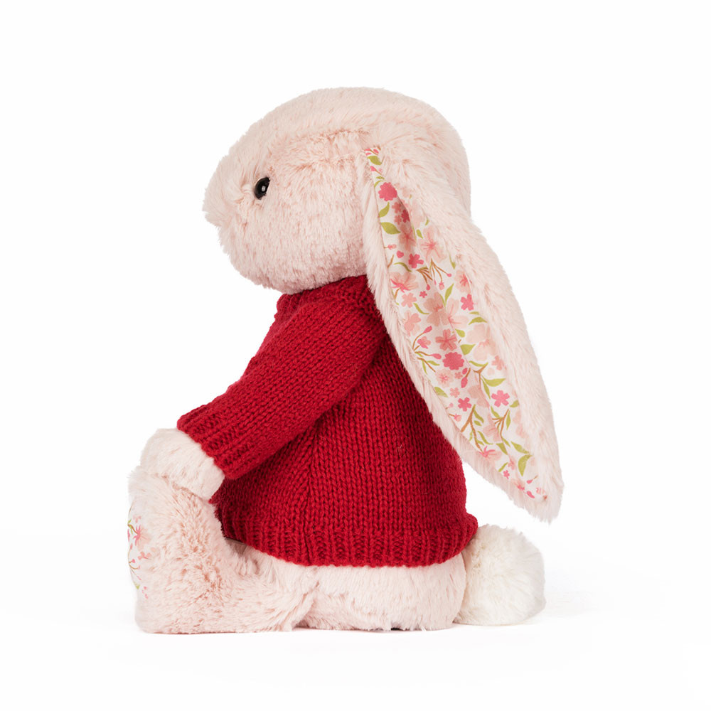 Blossom Blush Bunny 'Cherry' with Personalised Red Jumper, View 2