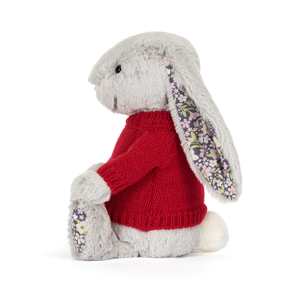 Blossom Silver Bunny 'Bloom' with Personalised Red Jumper, View 2