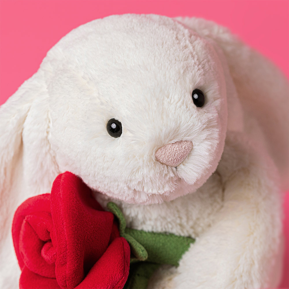  Cream Bunny With Rose うさぎ ぬいぐるみ Cream Bunny with Rose - Official Jellycat