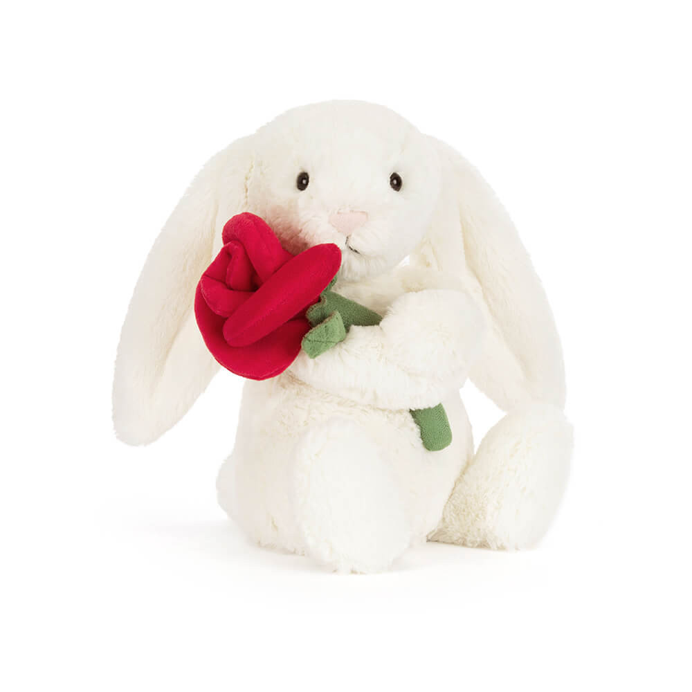  Cream Bunny With Rose うさぎ ぬいぐるみ Cream Bunny with Rose - Official Jellycat