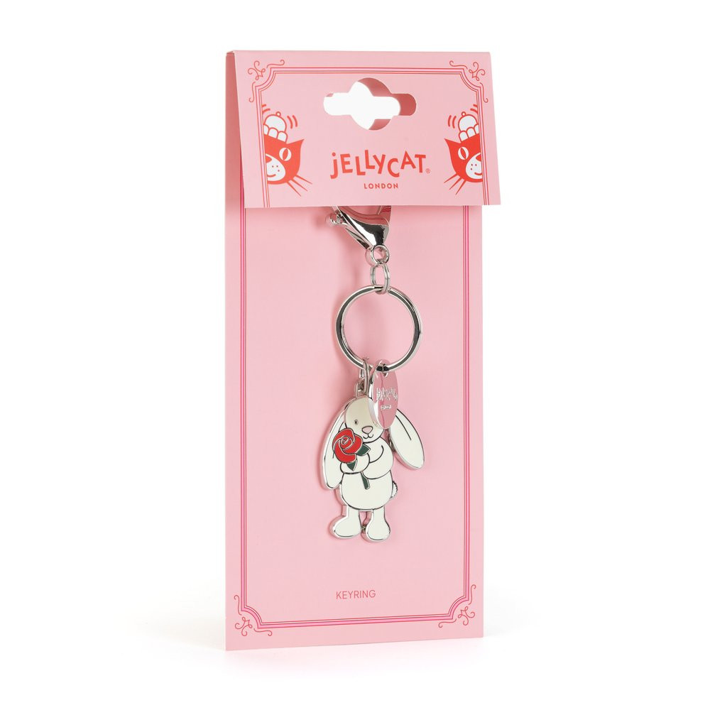 Cream Bunny with Rose Keyring, View 3
