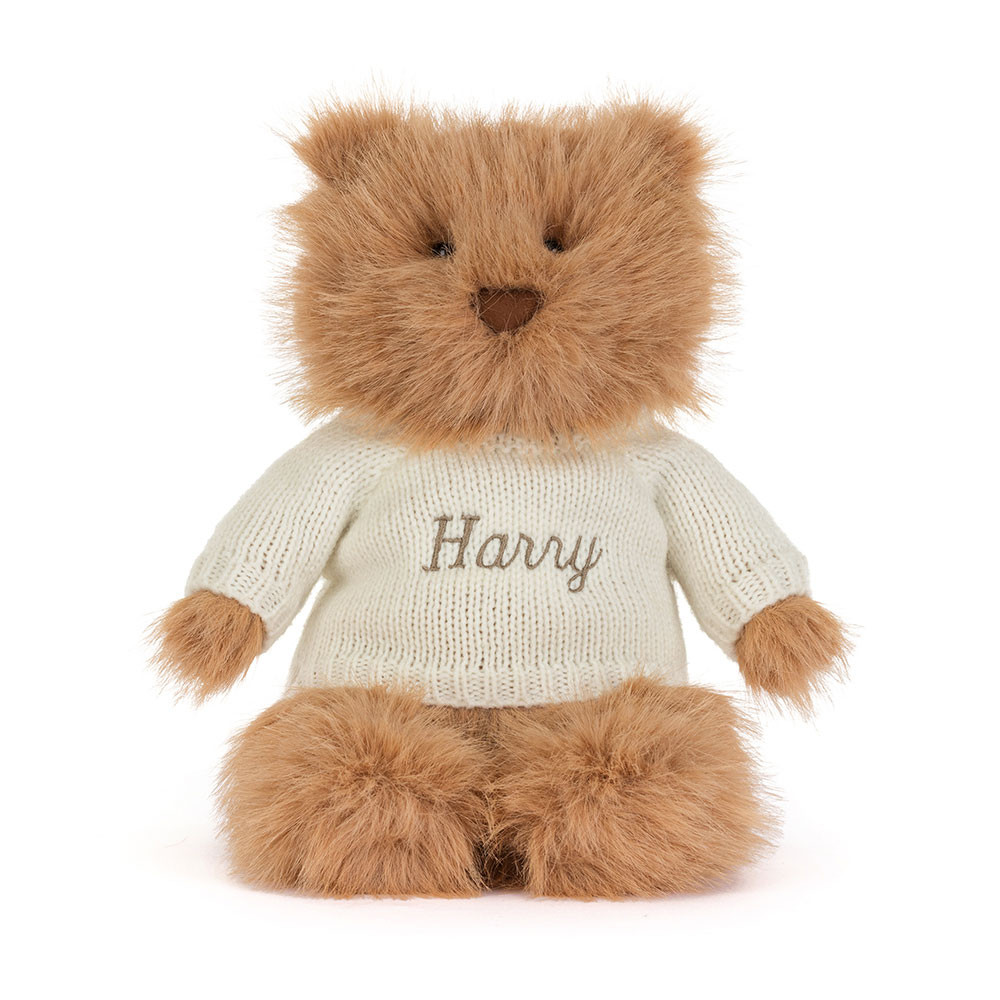 Bartholomew Bear Bouffant with Personalised Cream Jumper