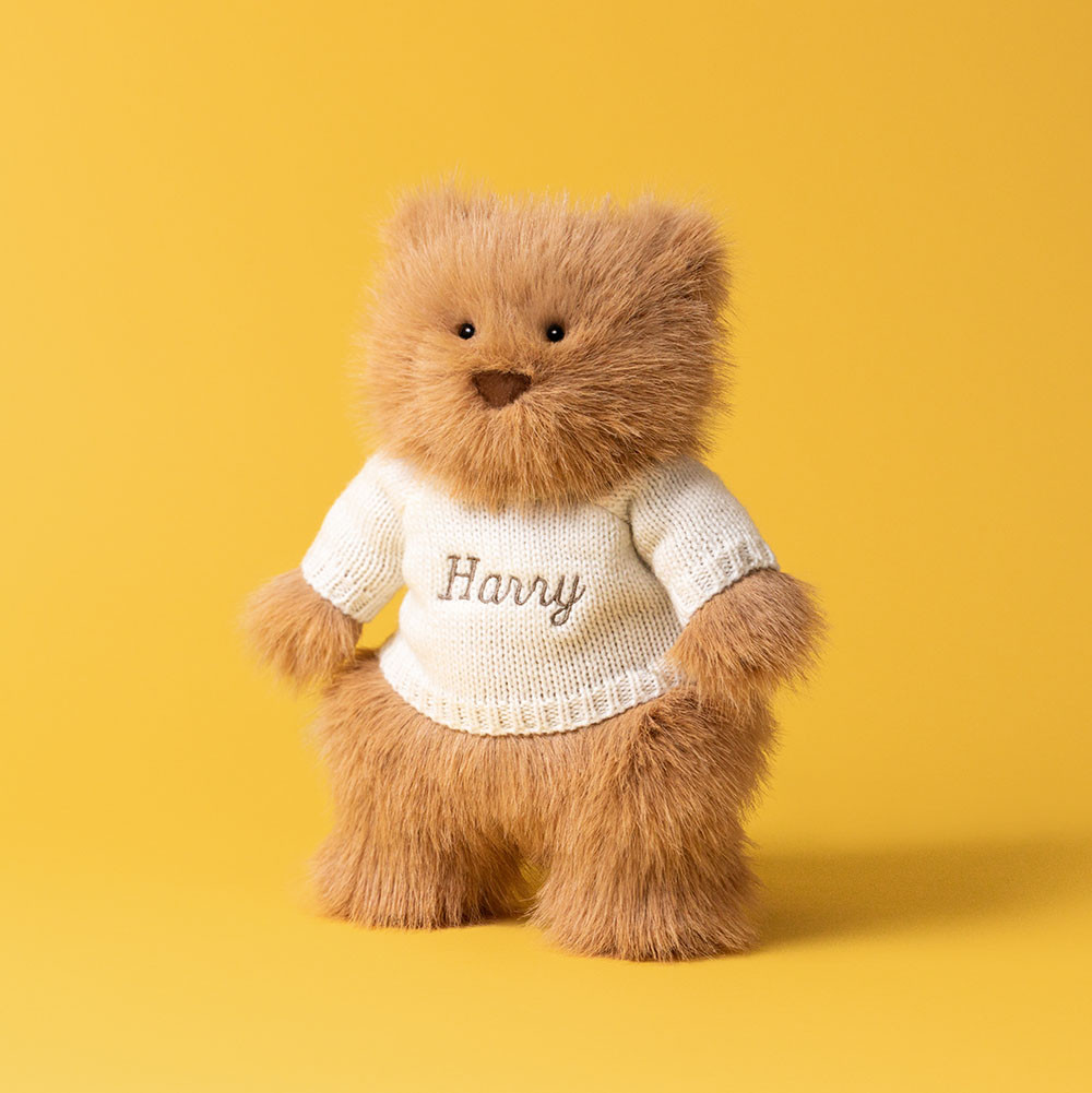 Bartholomew Bear Bouffant with Personalised Cream Jumper