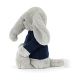 Bashful Luxe Elephant Thuddeus with Personalised Navy Jumper, View 2