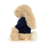Bashful Bunny Curly with Personalised Navy Jumper, View 2