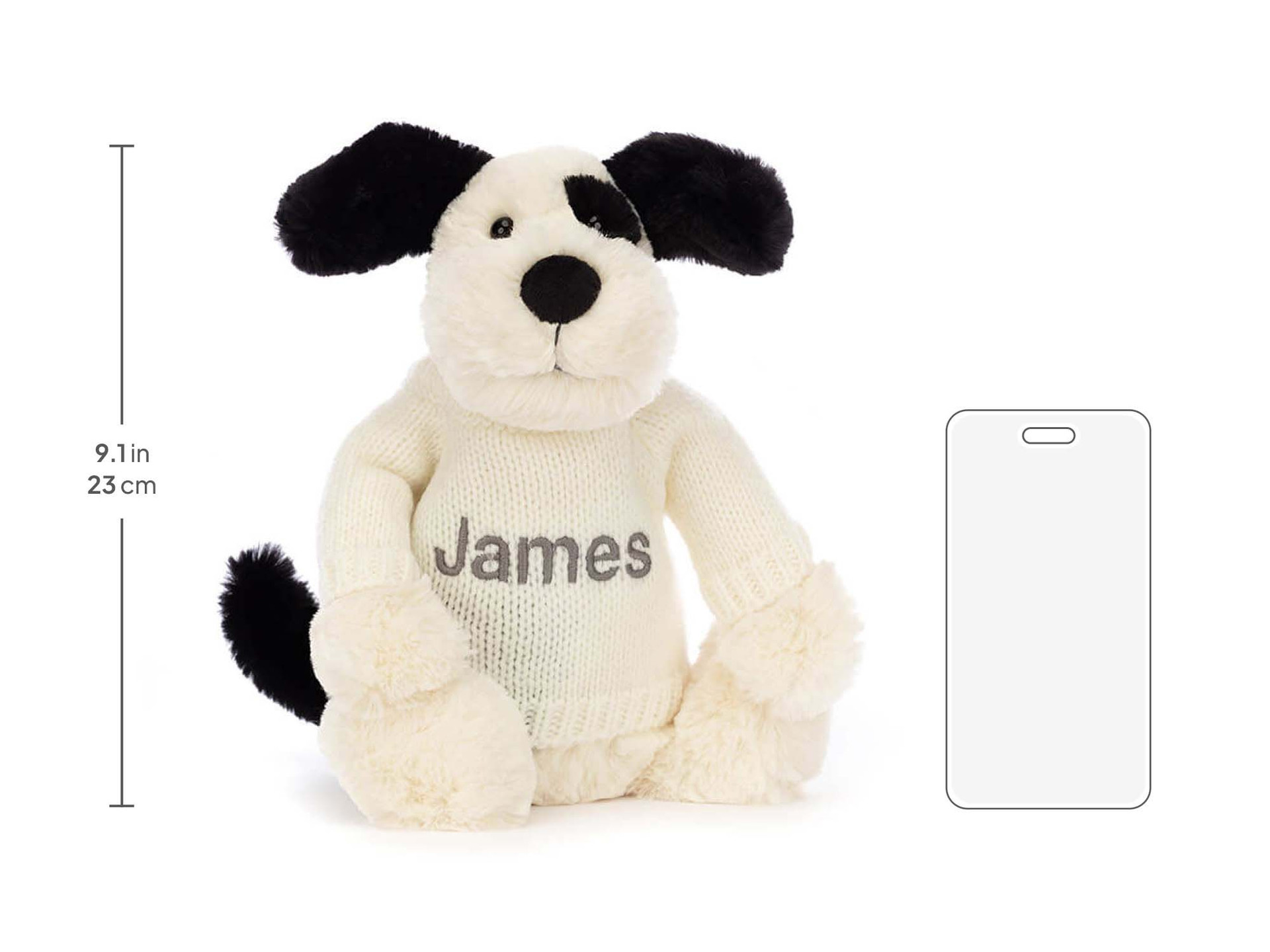 Bashful Rufferty Black & Cream Puppy with Personalised Cream