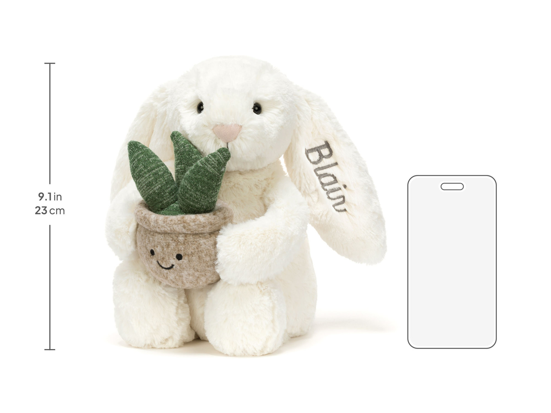 Personalised Cream Bunny with Plant - Official Jellycat