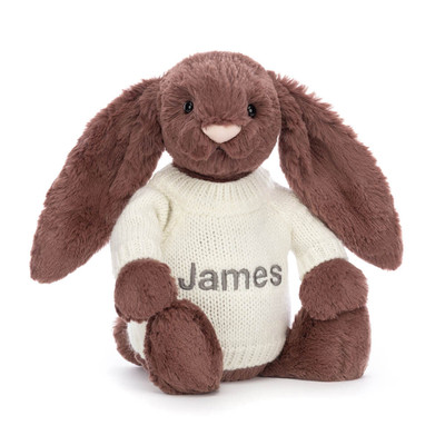 Bashful Fudge Bunny with Personalised Cream Jumper, View 4