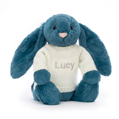 Bashful Mineral Blue Bunny with Personalised Cream Jumper, View 4