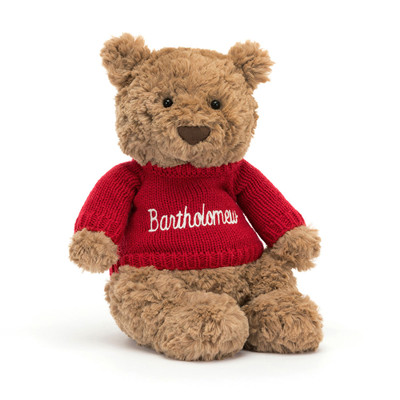 Bartholomew Bear with Personalised Red Jumper, View 4