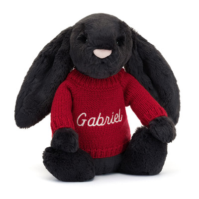 Bashful Inky Bunny with Personalised Red Jumper, View 4