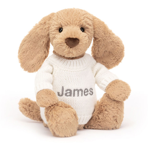 Bashful Toffee Puppy with Personalised Cream Jumper, View 4