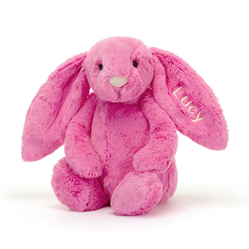 Personalised Bashful Hot Pink Bunny Medium, View 4