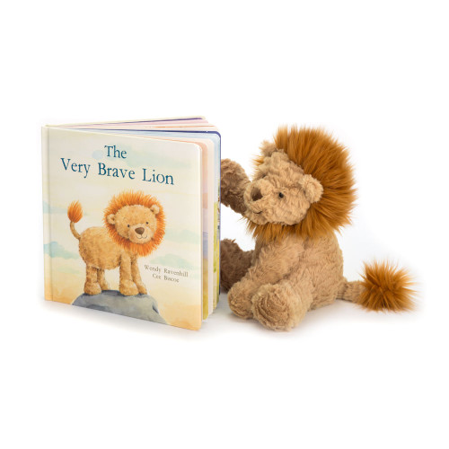 The Very Brave Lion Book and Fuddlewuddle Lion, Main View The Very Brave Lion Book and Fuddlewuddle Lion, Main View