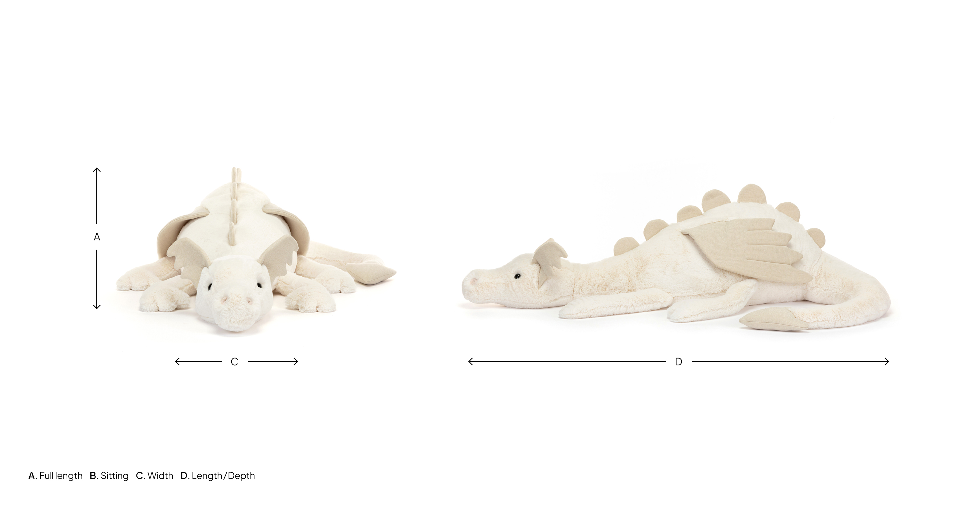 Jellycat Rose Dragon Measurement