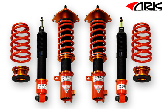ARK Performance ST-P COILOVER SYSTEMS (Rubber mount, 16-way adjustable damping) SPRING RATE (KG/MM):  Front: 10 Rear: 8/Coilover Adjustable Spring Lowering Kit CS0704-0900