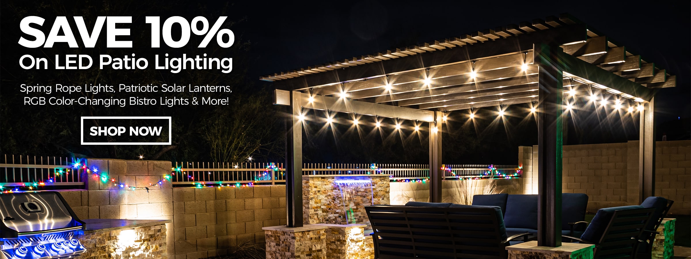 Save 10% on LED Patio Lighting!