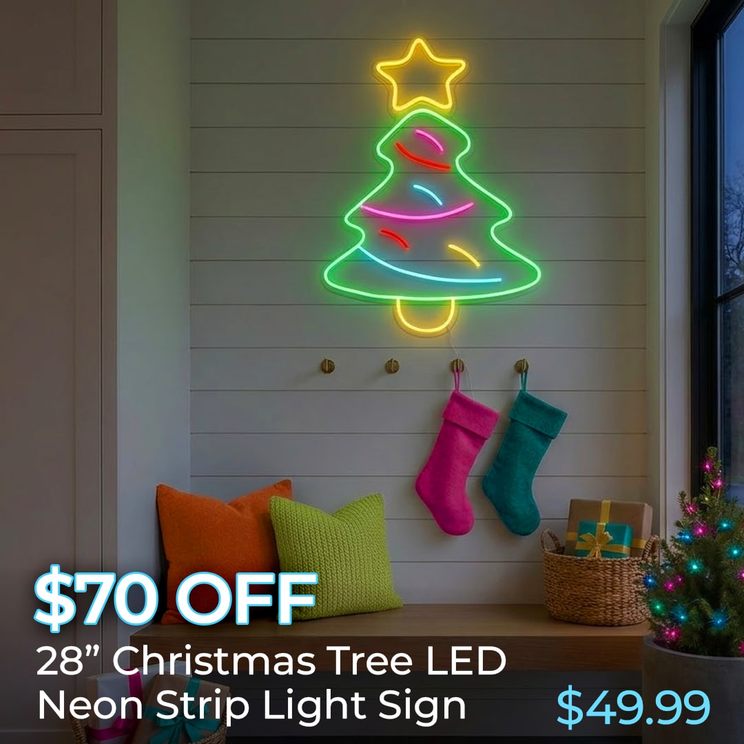 $70 OFF CHRISTMAS TREE LED NEON STRIP LIGHT SIGNS