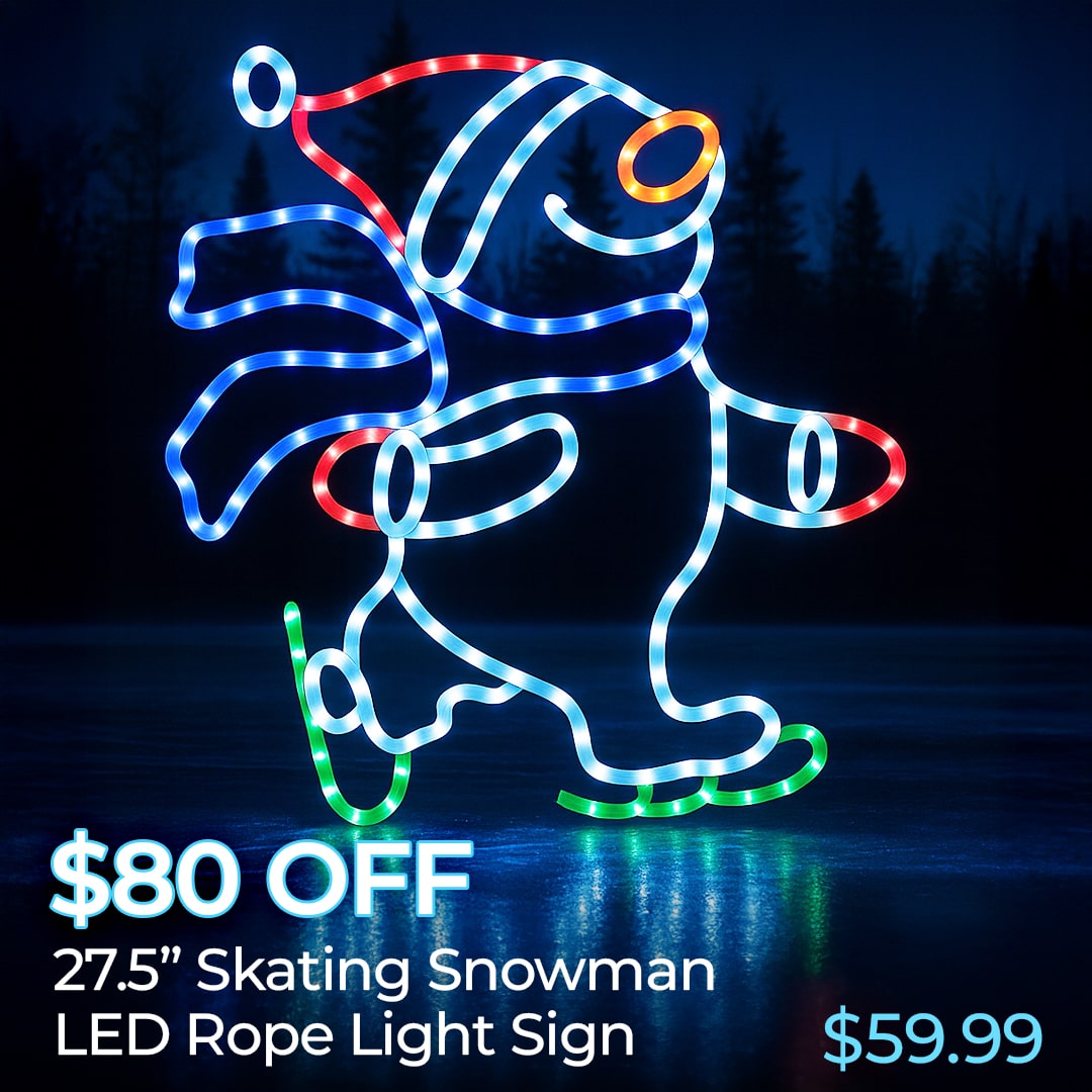 $80 OFF SKAING SNOWMAN LED ROPE LIGHT SIGNS