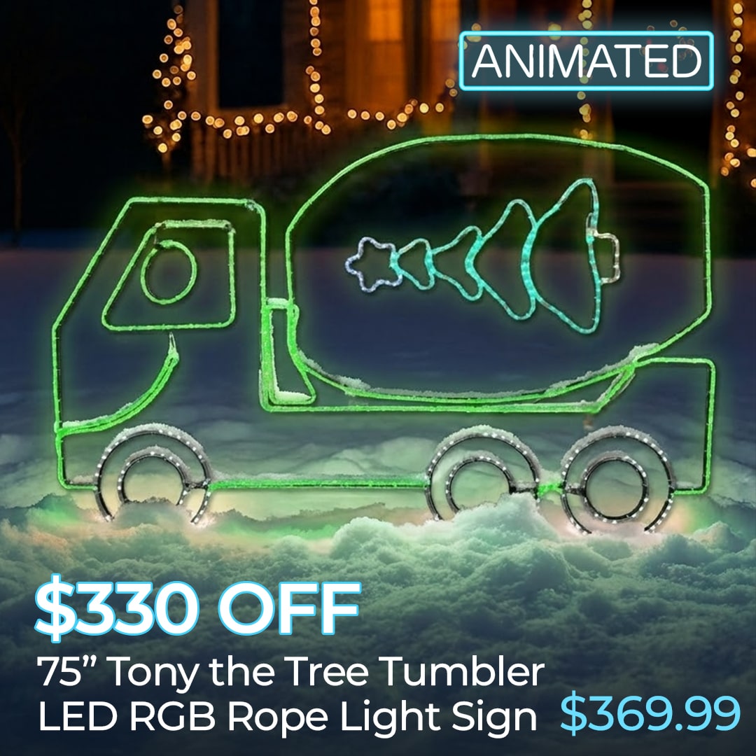 $330 OFF ANIMATED TONY THE TREE TUMBLER LED ROPE LIGHT SIGN